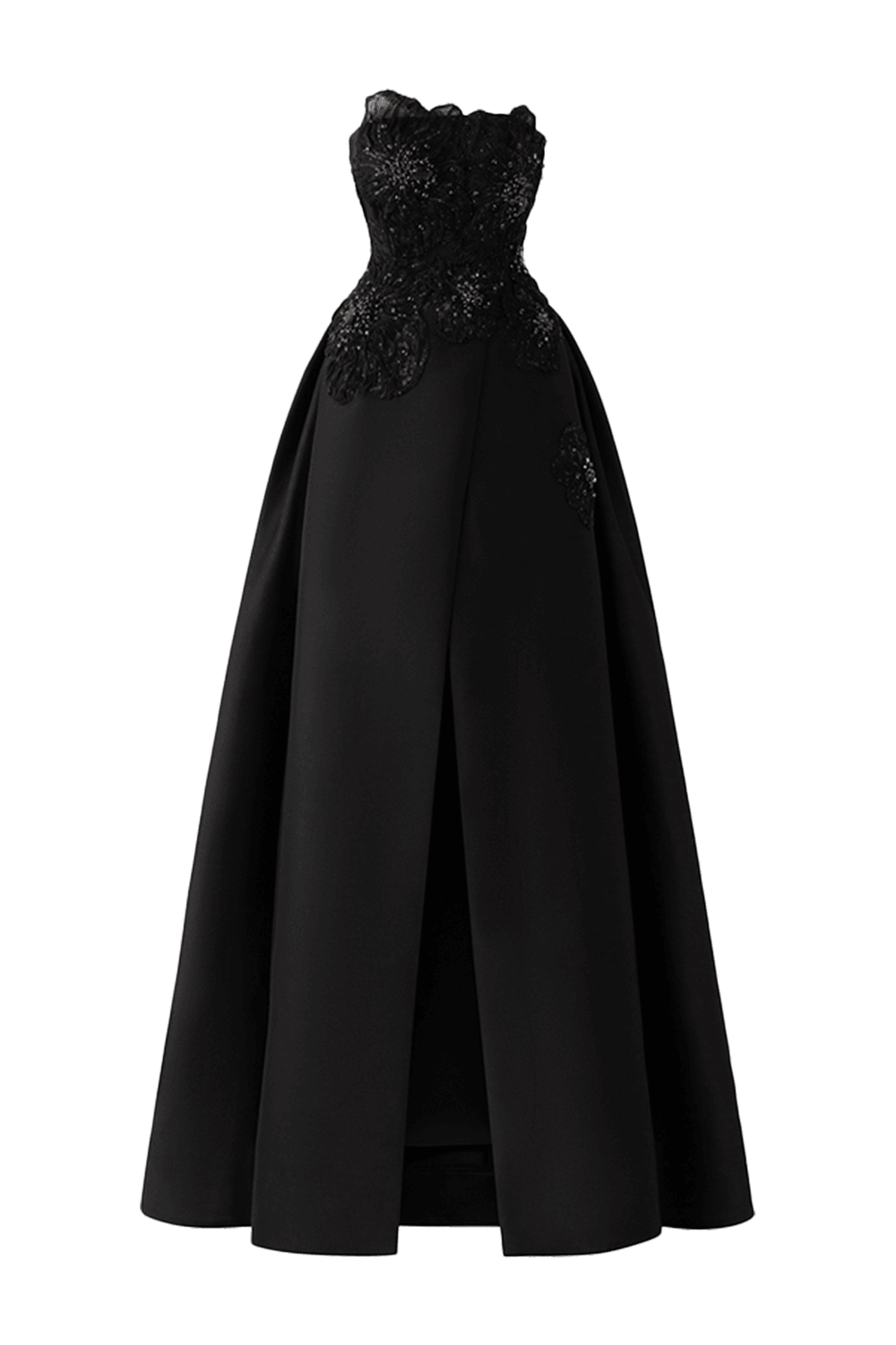 Strapless Front Slit With Embroidery Pattern Dress