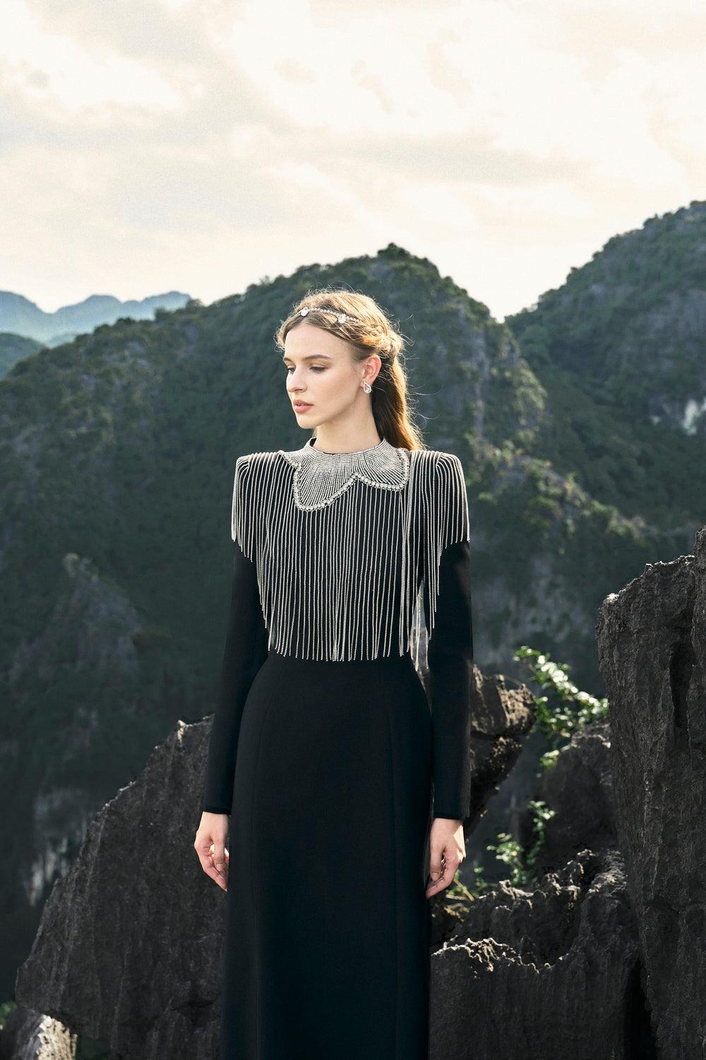 Crystal Fringed Bodycon Dress - TRACY COUTURE