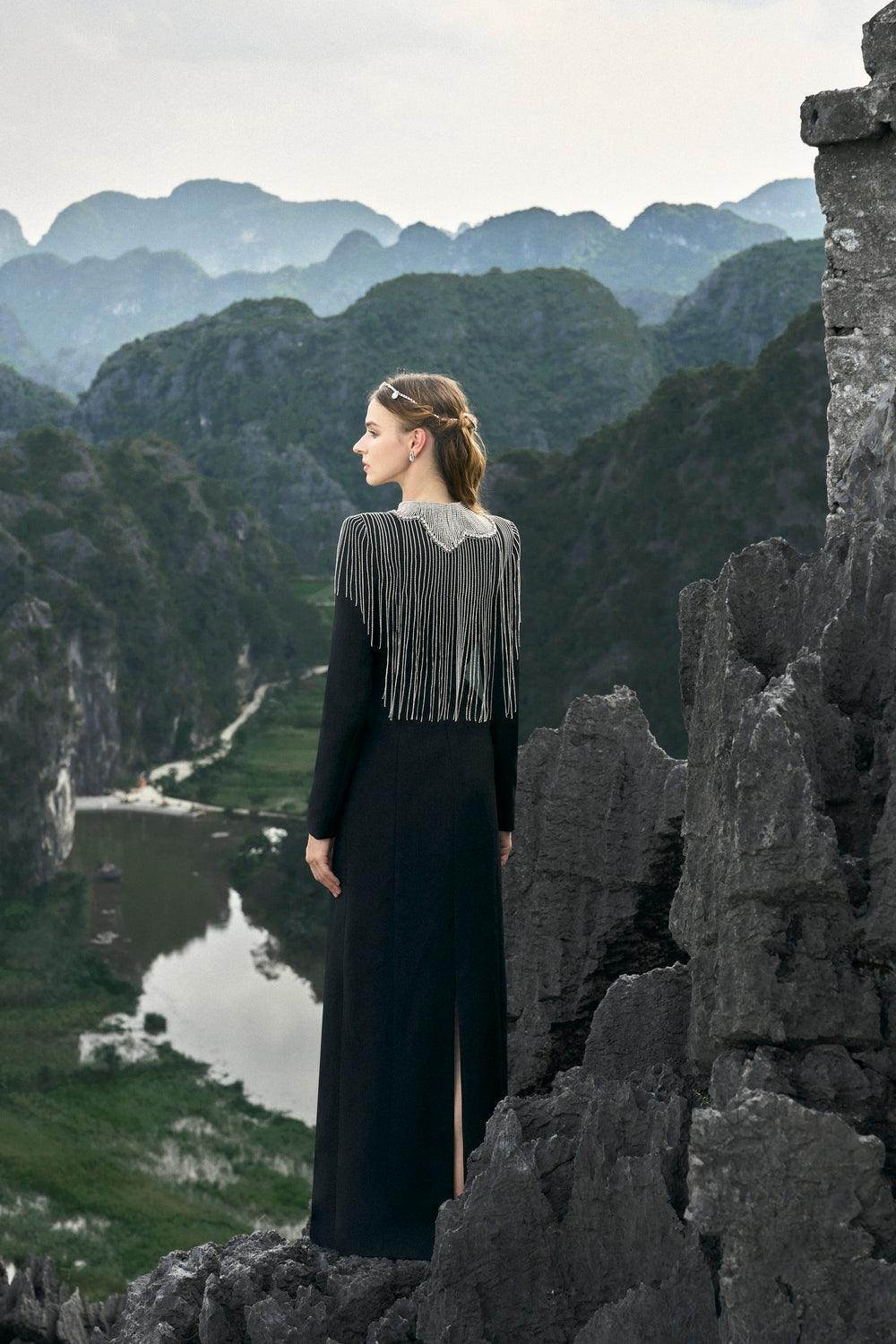 Crystal Fringed Bodycon Dress - TRACY COUTURE