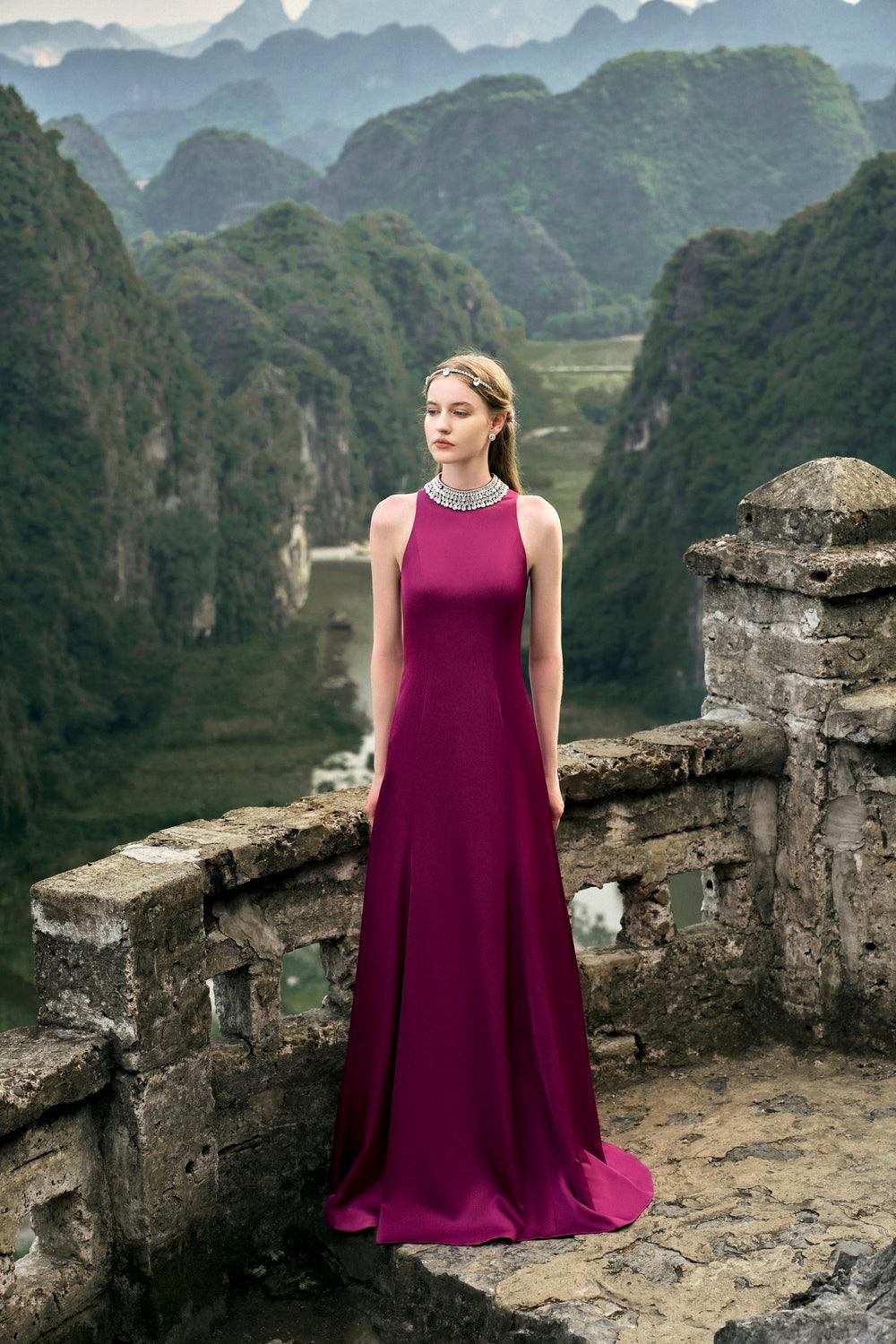 Sleeveless A-line Flared Dress - TRACY COUTURE