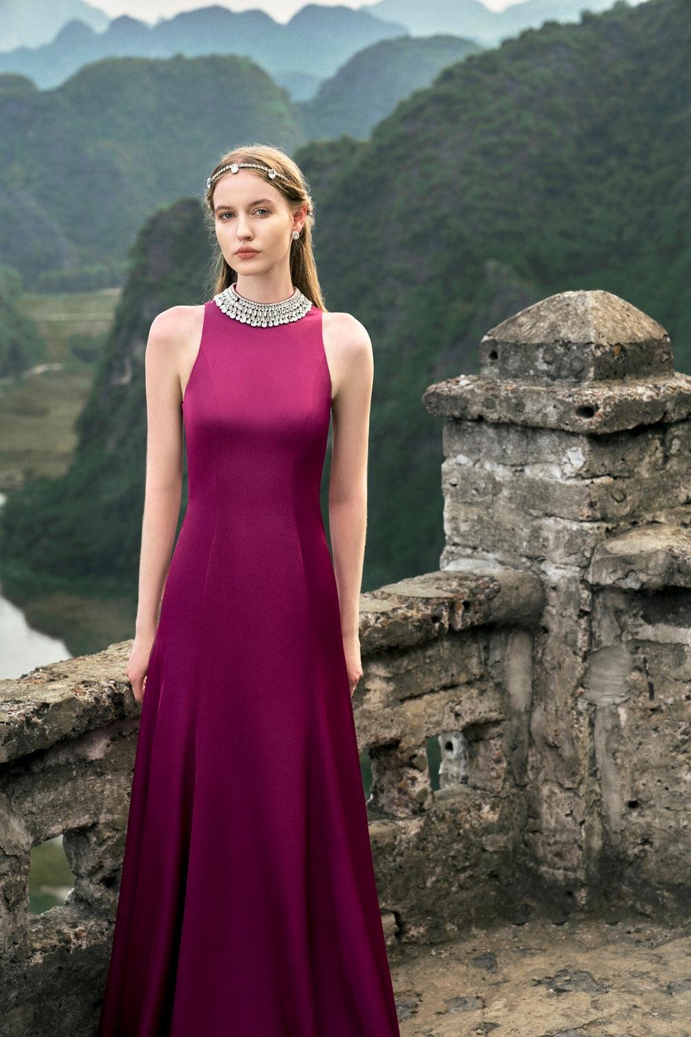 Sleeveless A-line Flared Dress - TRACY COUTURE