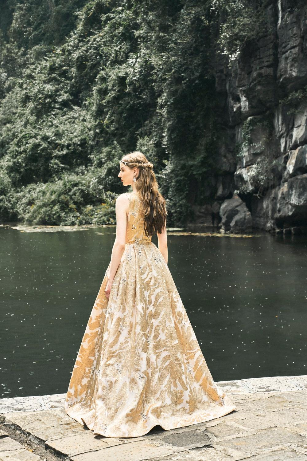 Sleeveless Deep V-Neck Dress - TRACY COUTURE