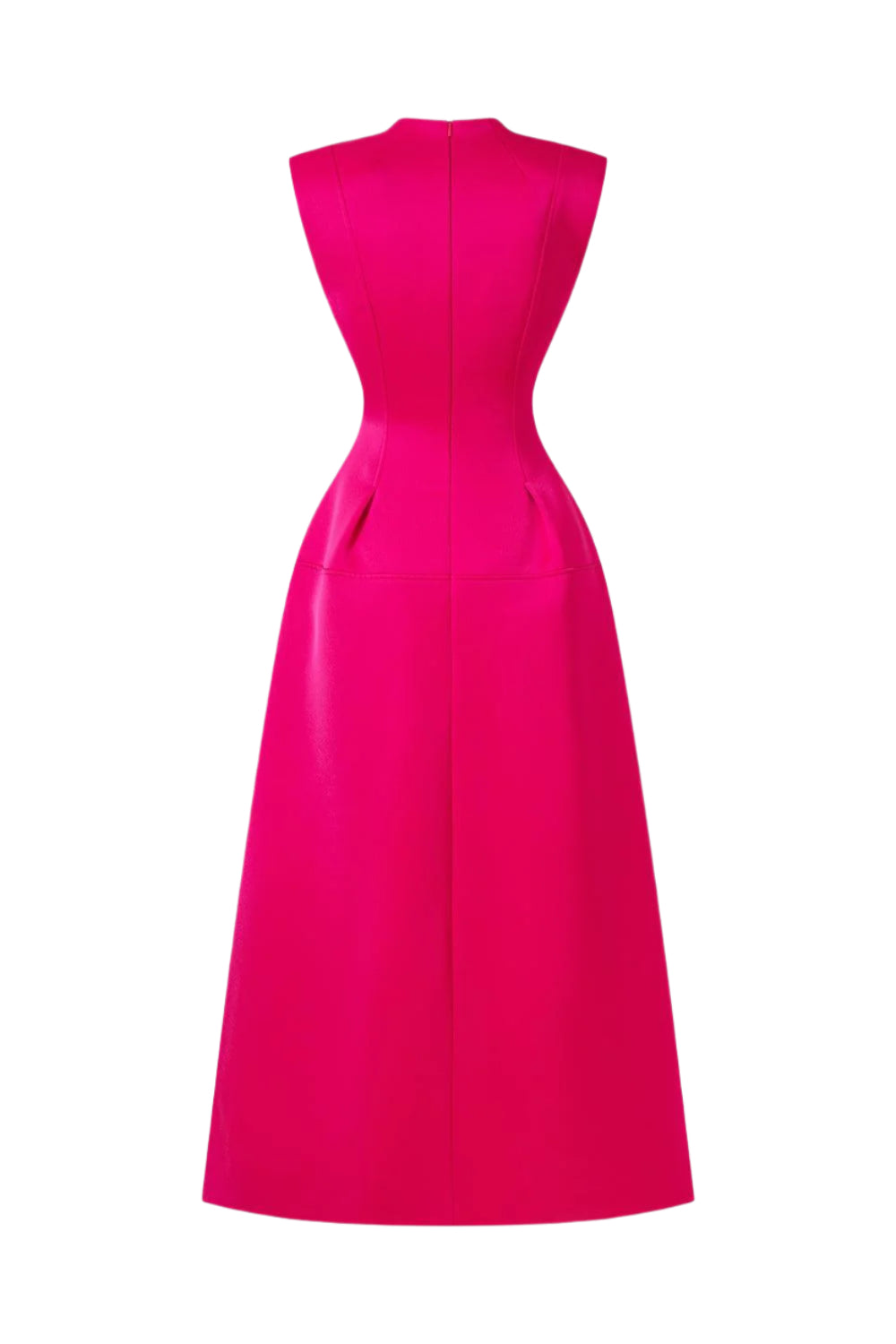 Sleeveless V-Neck Coat Midi Dress - TRACY COUTURE