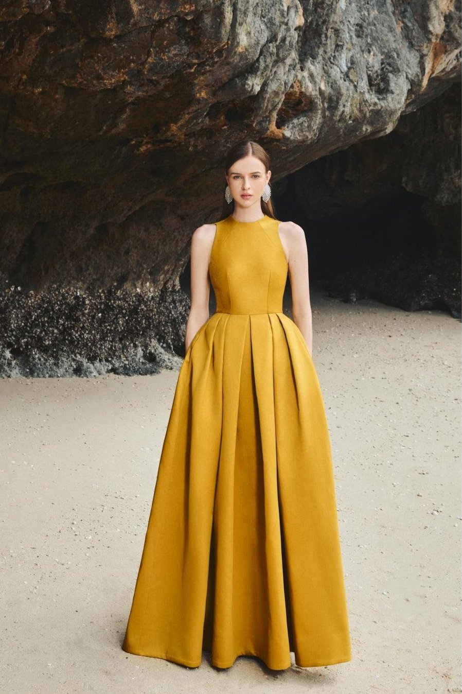 High Neck Sleeveless Floor Length Dress