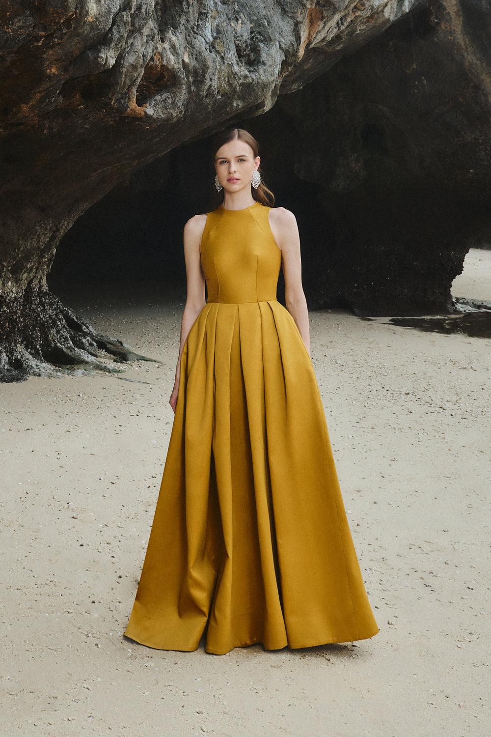 High Neck Sleeveless Floor Length Dress