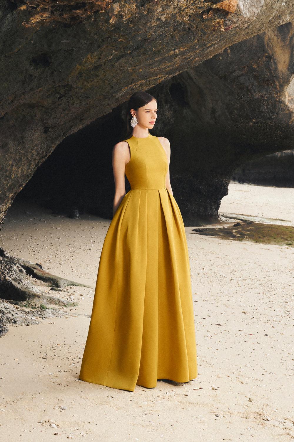 High Neck Sleeveless Floor Length Dress