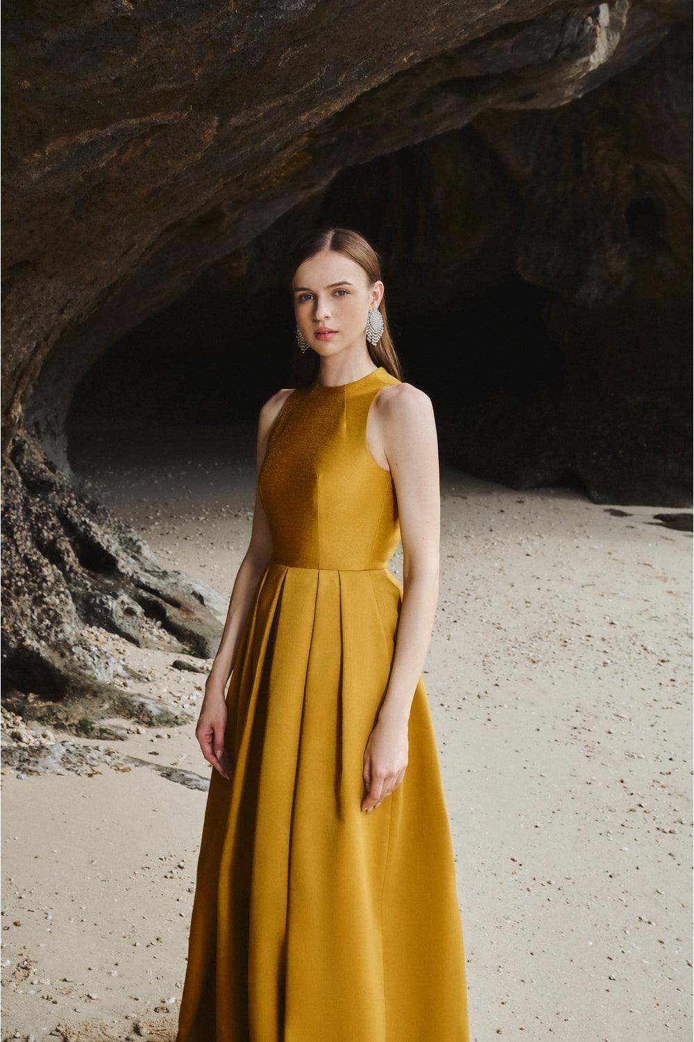 High Neck Sleeveless Floor Length Dress