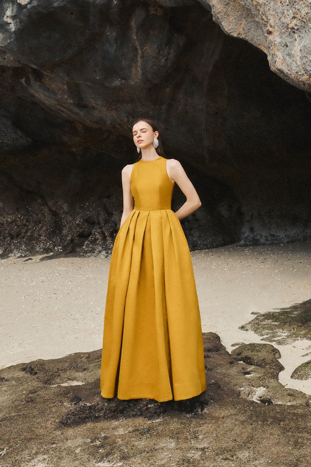 High Neck Sleeveless Floor Length Dress