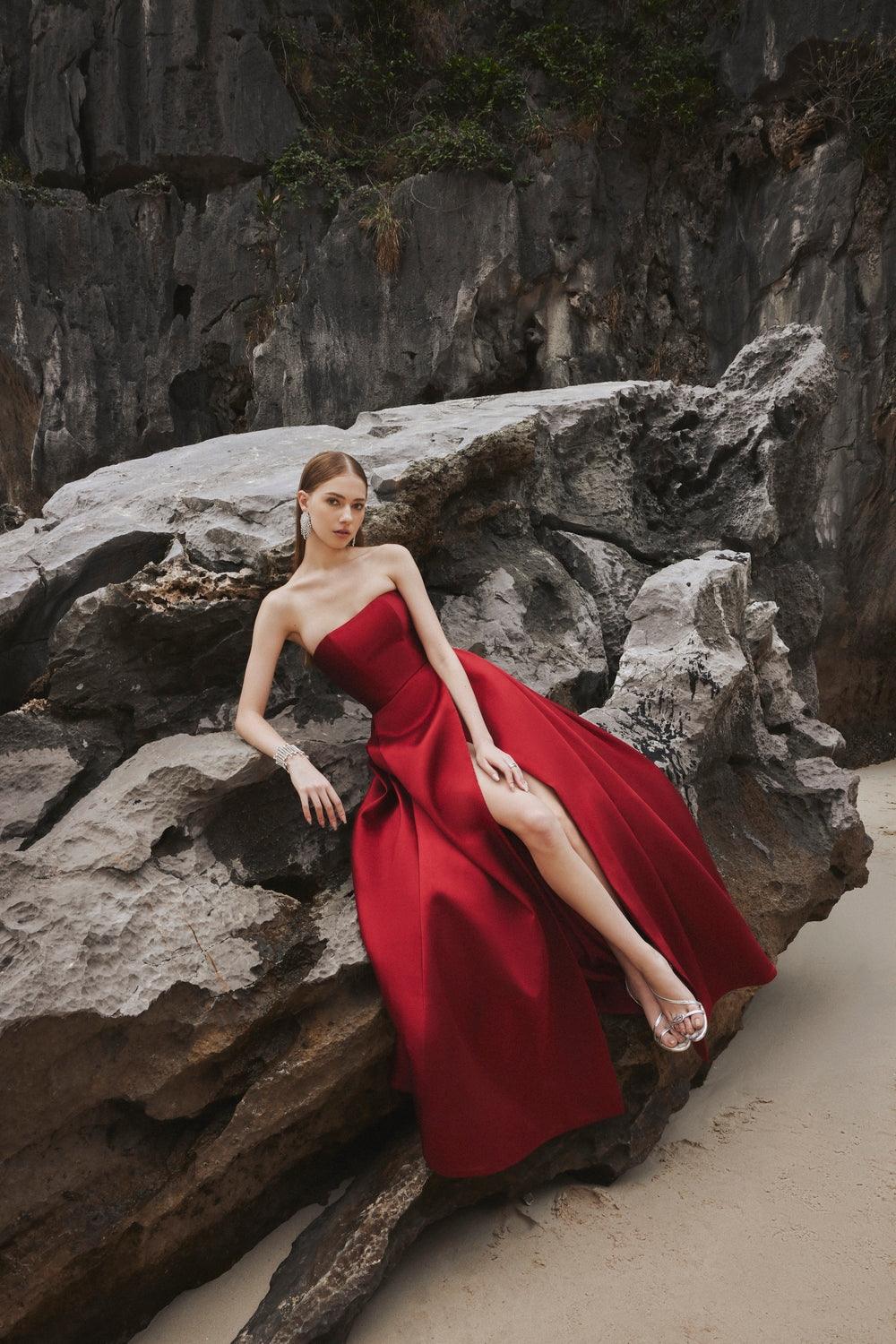 Strapless A-Line Full Dress - TRACY COUTURE