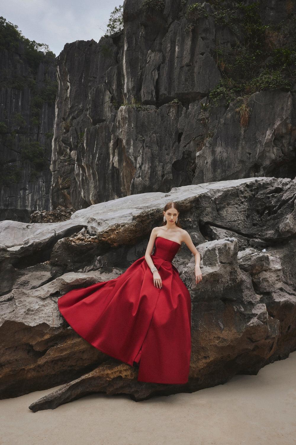 Strapless A-Line Full Dress - TRACY COUTURE