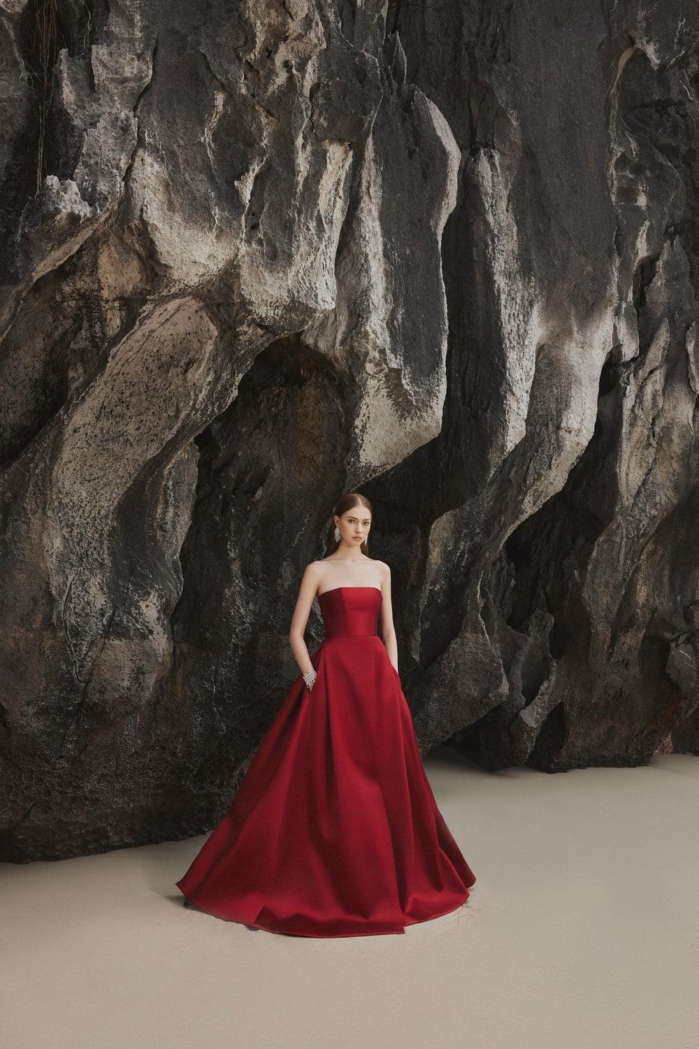 Strapless A-Line Full Dress - TRACY COUTURE