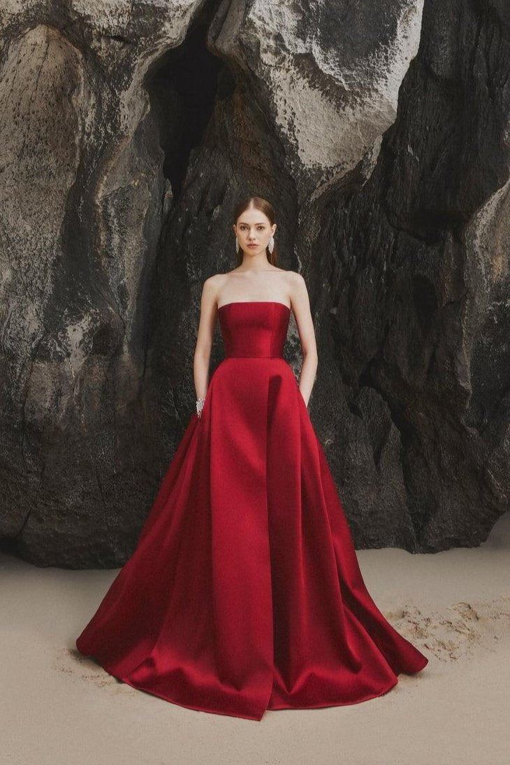 Strapless A-Line Full Dress - TRACY COUTURE