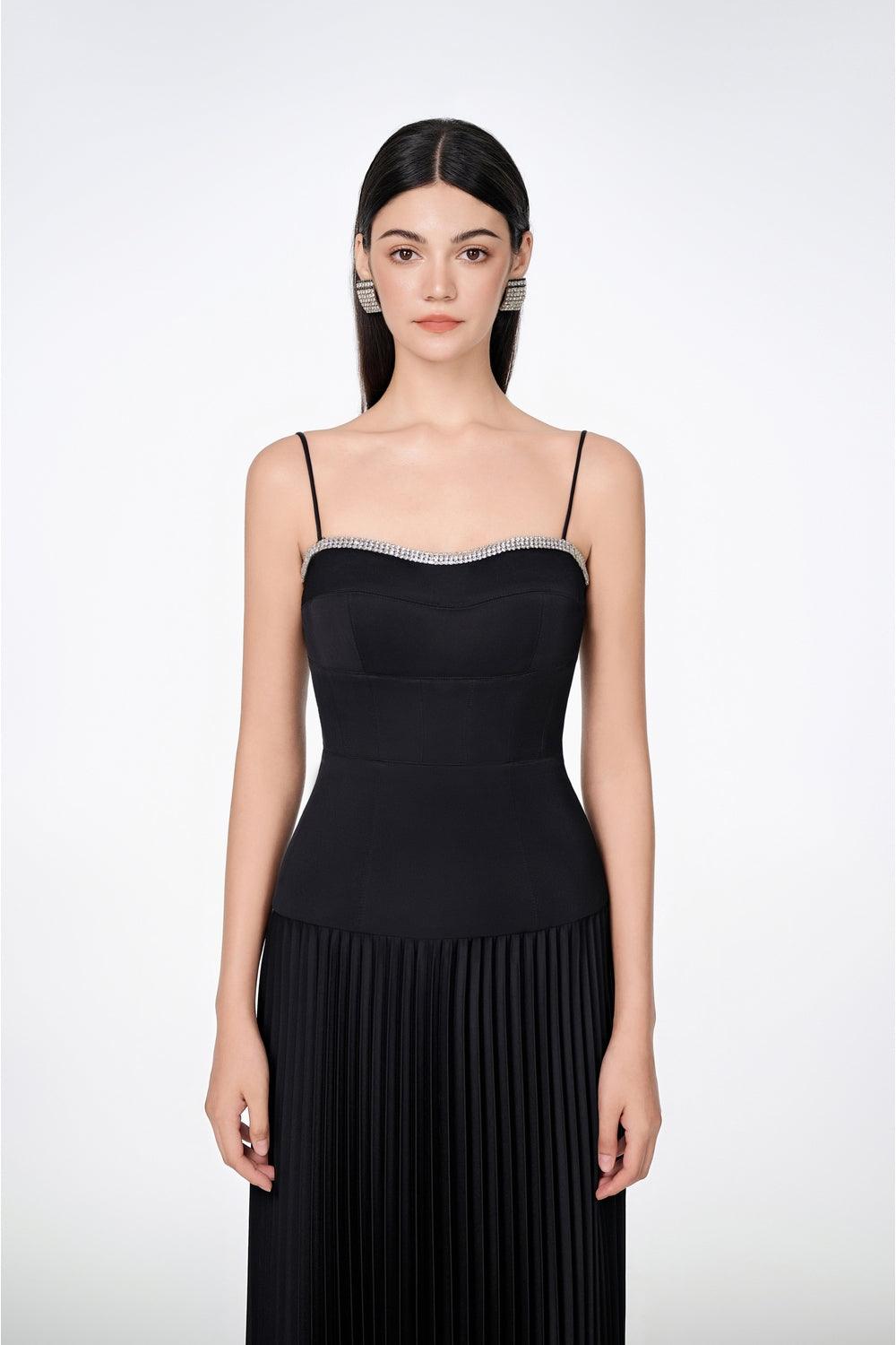 Strapless Pleating Dress With Cropped Jacket Set