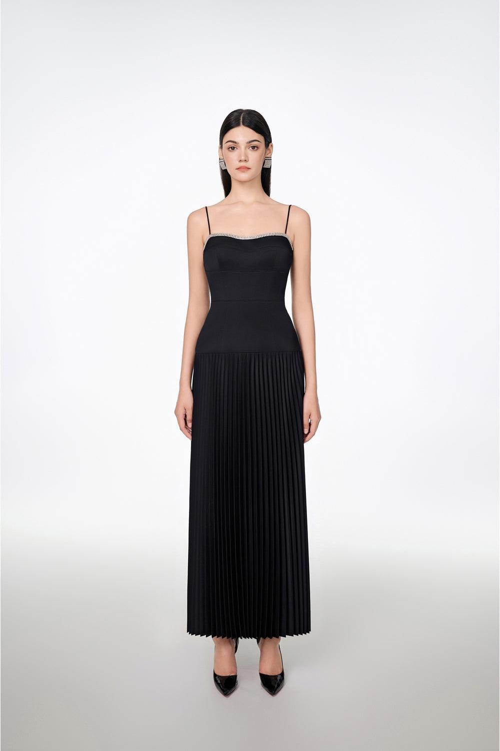 Strapless Pleating Dress With Cropped Jacket Set