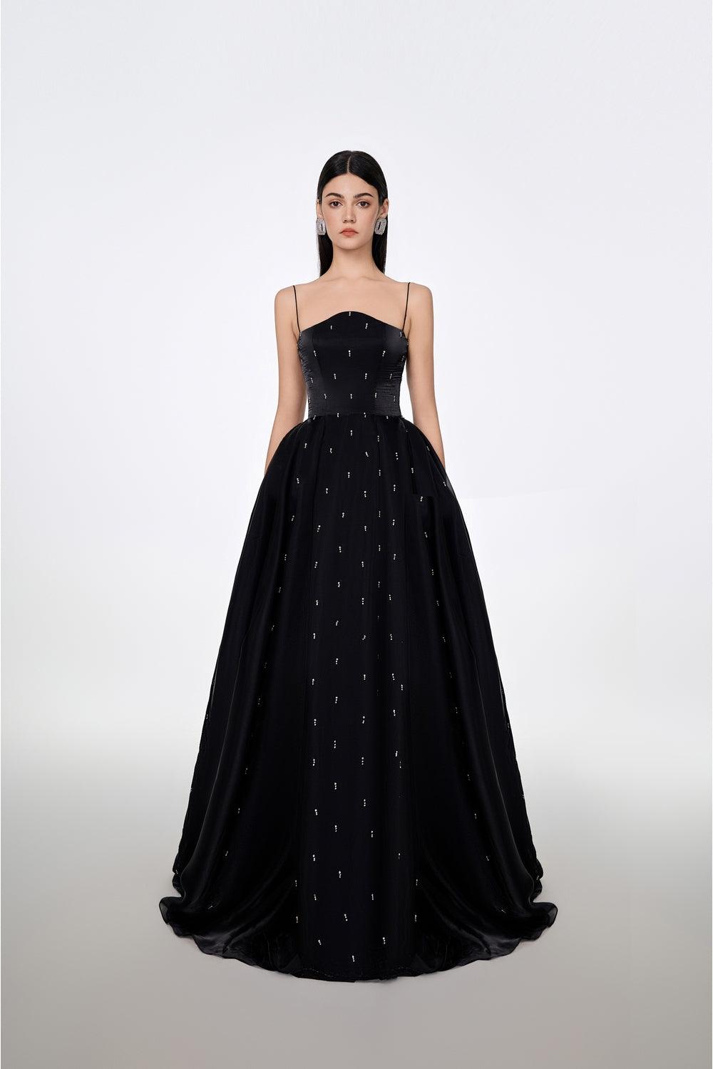 Camisole Wavy Chestline With Stone Embellishment - TRACY COUTURE
