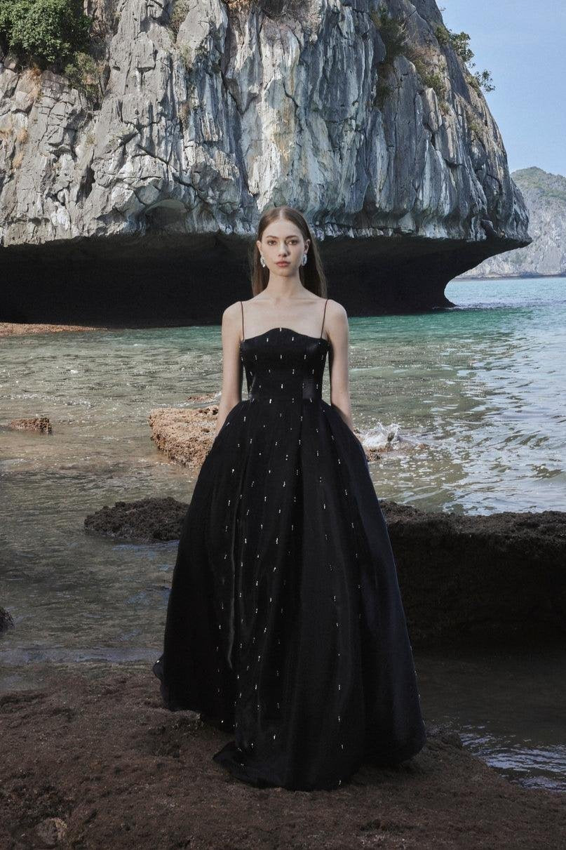 Camisole Wavy Chestline With Stone Embellishment - TRACY COUTURE