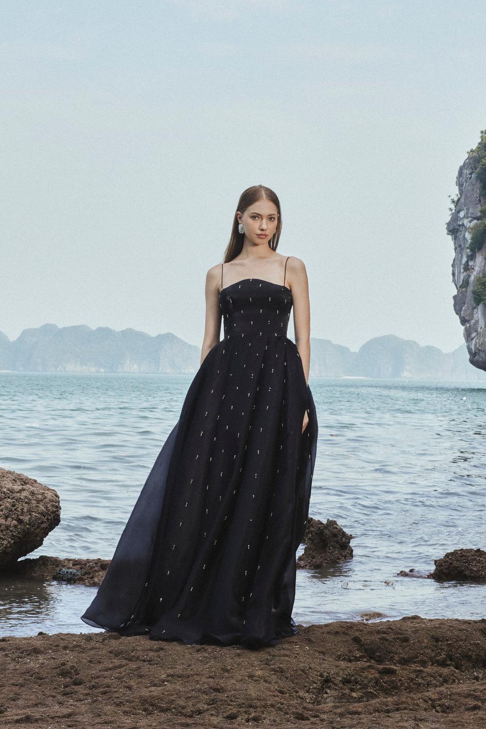 Camisole Wavy Chestline With Stone Embellishment - TRACY COUTURE