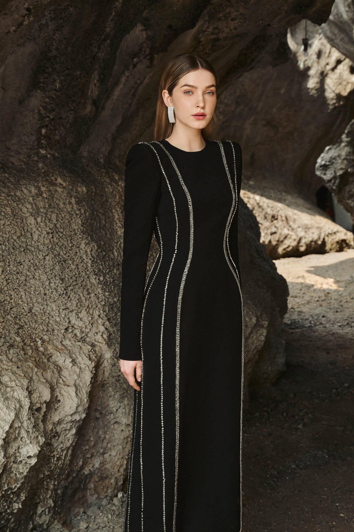 long sleeve bodycon midi dress formal Sicily