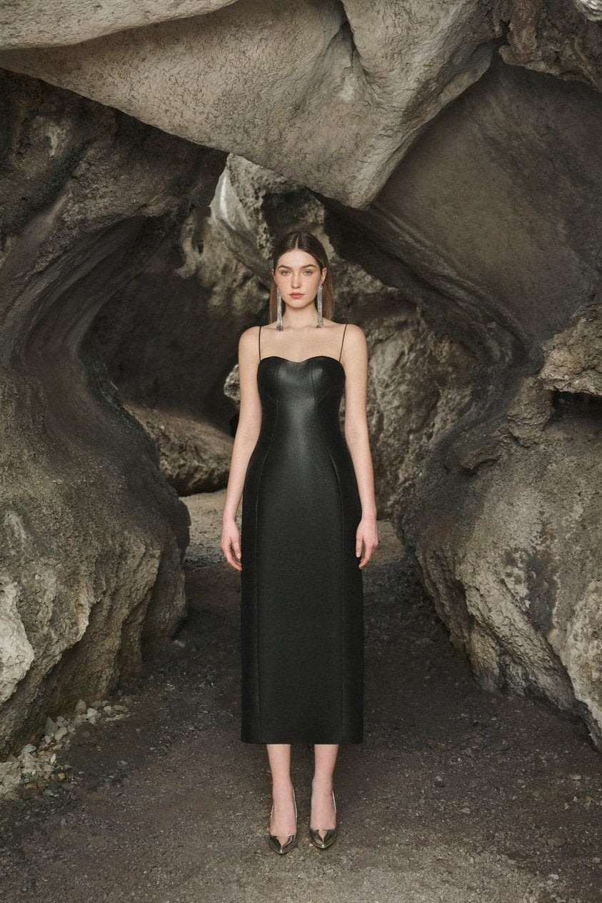 Camisole Semi-Heart Neck Midi Dress