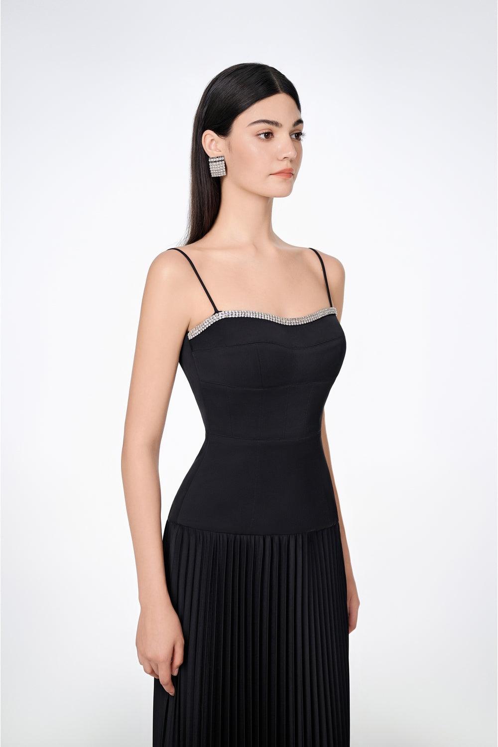 Strapless Pleating Dress With Cropped Jacket Set